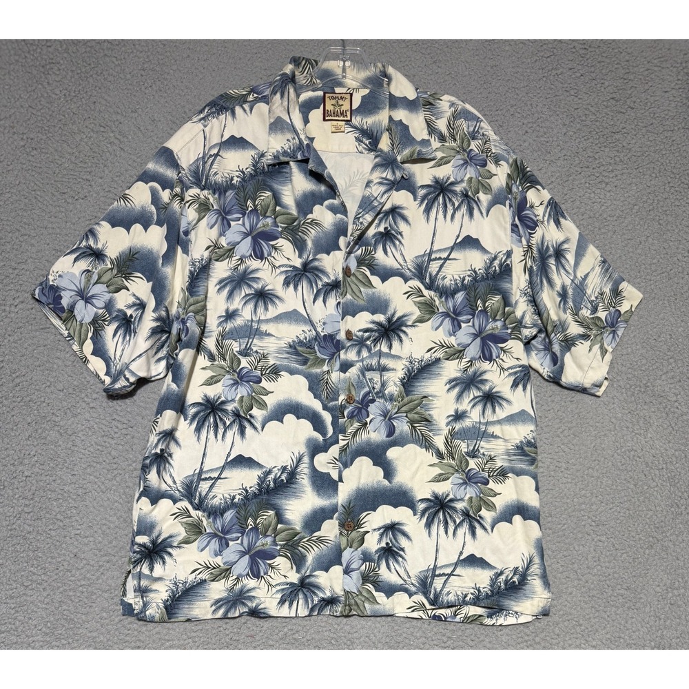 Vintage Tommy Bahama 100% Silk short sleeve shirt Mens Large Tropical Hawaiian